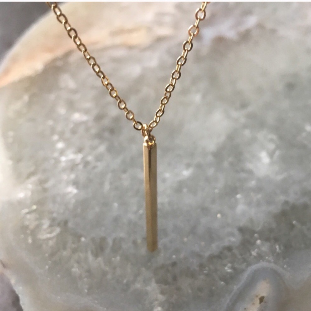 1 Left ⚡️18K Gold Bar Minimalist Necklace - Picture 4 of 5